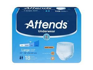 attends pullon large underwear fits waist 44 58 inches ap0730 18 / pack 4 packs / case attends pullon large underwear fits waist 44 58 inches ap0730 18 / pack 4 packs / case