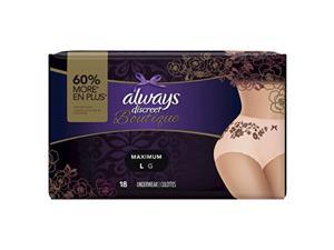 always discreet boutique incontinence & postpartum underwear for women, disposable, maximum protection, large, 18 count