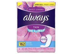 always thin daily wrapped liners, unscented, 162 count pack of 1