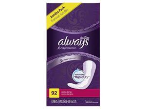 always dailies extra protection long liners, 92count