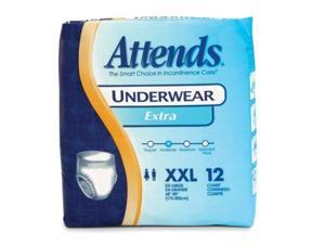 attends incontinence care underwear for adults, extra, xxl, 12 count pack of 4