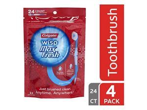 colgate max fresh wisp disposable mini toothbrush, peppermint  24 count 4 pack