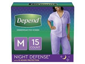 depend night defense incontinence overnight underwear for women, medium, 15 count packaging may vary