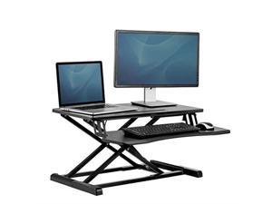 fellowes corsivo height adjustable standing desk, sit to stand, gas spring riser converter, tabletop workstation, desk riser 8091001