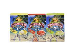 margaritaville singles to go drink mix ultimate summer variety party bundle  margarita, pina colada & strawberry daiquiri  3 x 6 pack boxes 18  2 serving packets total