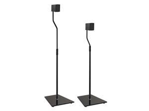 avf eak85ba speaker floor stands, black glass base set of 2, black