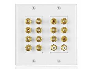 tnp home theater speaker wall plate outlet 7.2 7.1 surround sound audio distribution panel, gold plated copper banana plug binding post coupler, 2 rca lfe input jack for subwoofer 2gang tnp home theater speaker wall plate outlet 7.2 7.1 surround sound audio distribution panel, gold plated copper banana plug binding post coupler, 2 rca lfe input jack for subwoofer 2gang