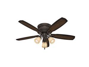 hunter indoor low profile ceiling fan, with pull chain control  ambrose 52 inch, bronze, 53356