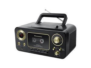 studebaker sb2135bg portable cd player with am/fm radio and cassette player/recorder in black and gold