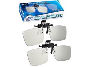 2d glasses clipon 2 pack  turns 3d movies back into 2d  edimensional 2 pairs for sony, lg, vizio passive 3d tv's and with all other passive 3d televisions also for use in reald 3d theaters!