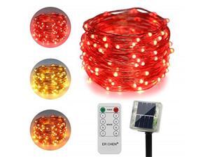 erchen dualcolor solar powered led string lights, 33ft 100 leds remote control color changing 8 modes copper wire decorative fairy lights for outdoor garden patio warm white, red erchen dualcolor solar powered led string lights, 33ft 100 leds remote control color changing 8 modes copper wire decorative fairy lights for outdoor garden patio warm white, red