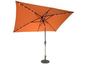 trademark innovations rectangular solar powered led lighted patio umbrella  10' x 6.5 orange