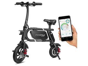 swagcycle pro folding electric bike, pedal free and app enabled, 18 mph e bike with usb port to charge on the go black