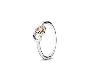 pandora heart to heart ring, two tone sterling silver and 14k yellow gold, size 5 pandora heart to heart ring, two tone sterling silver and 14k yellow gold, size 5