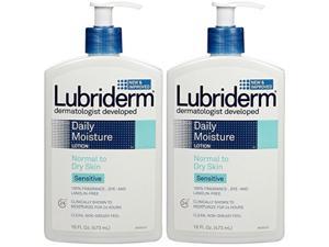 lubriderm sensitive skin therapy moisturizing lotion for dry skin, 16ounce pump bottles pack of 2