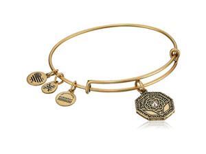 Live a Happy Life Bangle Bracelet Live a Happy Life Shiny Gold Bangle Bracelet CBD17LHLSG Alex and ANI Charity by Design