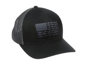 columbia men's pfg mesh ball cap, large/xlarge, black/fish flag columbia men's pfg mesh ball cap, large/xlarge, black/fish flag