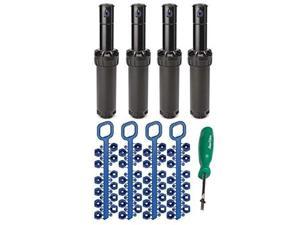 rain bird 5000 series rotor sprinkler heads bundle  by itemeyes  with nozzles and adjustment tool 4 pack; 5004 pc model part circle 4" popup height