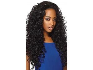 outre quick weave synthetic half wig  amber 26" 1 jet black