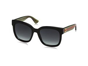 gucci gg0034s 002 sunglasses black/green w/ grey gradient lens 54mm gucci gg0034s 002 sunglasses black/green w/ grey gradient lens 54mm