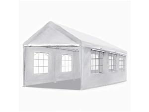 quictent 10'x20' heavy duty carport gazebo canopy garage car shelter white with windows