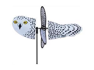 snowy owl petite garden stake wind spinner by premier kites & designs18"w