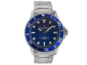 peugeot men's sports watch with rotating bezel pro dive, blue dial & stainless steel silver bracelet