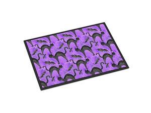 caroline's treasures watercolor halloween black cats on purple indoor or outdoor doormat, 18" h x 27" w, multicolor
