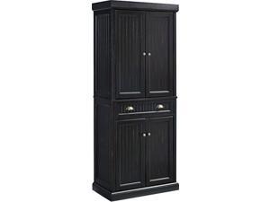 crosley furniture seaside kitchen pantry cabinet  distressed black