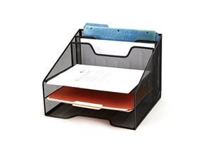 mind reader mesh desk organizer 5 trays desktop document letter tray for folders, mail, stationary, desk accessories, black