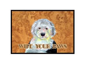 caroline's treasures old english sheepdog wipe your paws indoor or outdoor mat, 18" x 27", multicolor