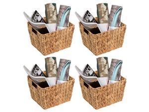trademark innovations hyacinth storage basket with handles, rectangular set of 4, 11.5"