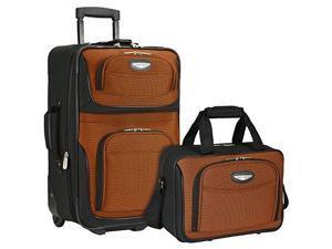 travel select amsterdam expandable rolling upright luggage set 2piece, orange