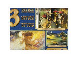 deluxe jigsaw puzzle 3pack 500 750 1000 pc: vizcaya, bilbao, spain, colourful bike, christmas angel deluxe jigsaw puzzle 3pack 500 750 1000 pc: vizcaya, bilbao, spain, colourful bike, christmas angel
