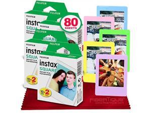 fujifilm instax square instant film 80 exposures for sq6, sp3, sq20 + fibertique cleaning cloth fujifilm instax square instant film 80 exposures for sq6, sp3, sq20 + fibertique cleaning cloth