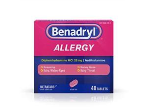 benadryl ultratabs antihistamine allergy medicine, diphenhydramine hcl tablets, 48 ct benadryl ultratabs antihistamine allergy medicine, diphenhydramine hcl tablets, 48 ct