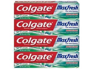 colgate max fresh whitening toothpaste with breath strips, clean mint  6 ounce 4 pack