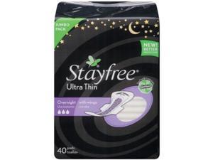 stayfree ultra thin overnight with wings, 40count