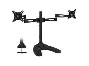 mountit! free standing dual monitor stand | double arm desk mount fits two x 21 24 27 inch computer screens | 2 heavy duty full motion adjustable arms | vesa 75 100 compatible | grommet base included