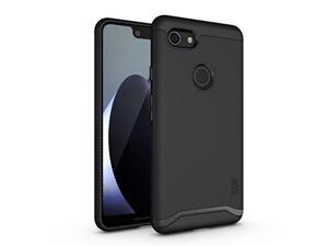 tudia google pixel 3 xl case, merge series heavy duty extreme protection/rugged with dual layer slim precise cutouts phone case for google pixel 3 xl not compatible with pixel 3 matte black