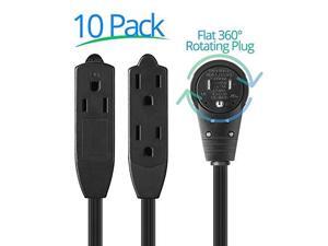 maximm cable 1 ft 360 rotating flat plug extension cord/wire, 12 inch multi outlet extension wire, 3 prong grounded wire black 10 pack, ul listed maximm cable 1 ft 360 rotating flat plug extension cord/wire, 12 inch multi outlet extension wire, 3 prong grounded wire black 10 pack, ul listed