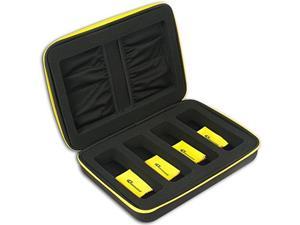 ed elite electric yellow quad storage case for your active 3d glasses with 4 microfiber cleaning cloths for 3d glasses with foldable arms by edimensional elite series yellow