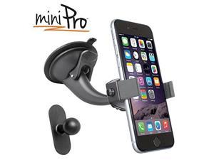 ibolt minipro window/dash car mount for iphone x/xs/xs max iphone 8, 8 plus, 7 samsung galaxy s9 edge s8 note 9 works with protective cases.