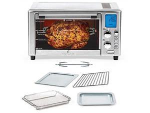 emeril lagasse power airfryer 360 better than convection ovens hot air fryer oven, toaster oven, bake, broil, slow cook and more food dehydrator, rotisserie spit, pizza function cookbook