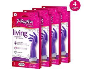 playtex living dripcatch cuff purple gloves, small pack of 4