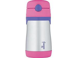thermos foogo vacuum insulated stainless steel 10ounce straw bottle, pink/purple