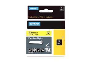 dymo industrial labels for dymo industrial rhinopro label makers, black on yellow, 1/2", 1 roll 18490