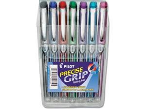 pilot precise grip liquid ink rolling ball stick pens, extra fine point, assorted color inks, 7pack pouch 28864