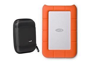 lacie rugged mini usb 3.0 / usb 2.0 1tb external mobile hard drive 301558 with ivation compact portable hard drive case