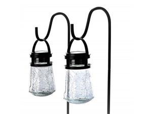 Home Zone Security Solar Pathway Lights - Outdoor 3000K Decorative Large Crackle Glass Garden LED Lights with No Wiring Required (2-Pack)